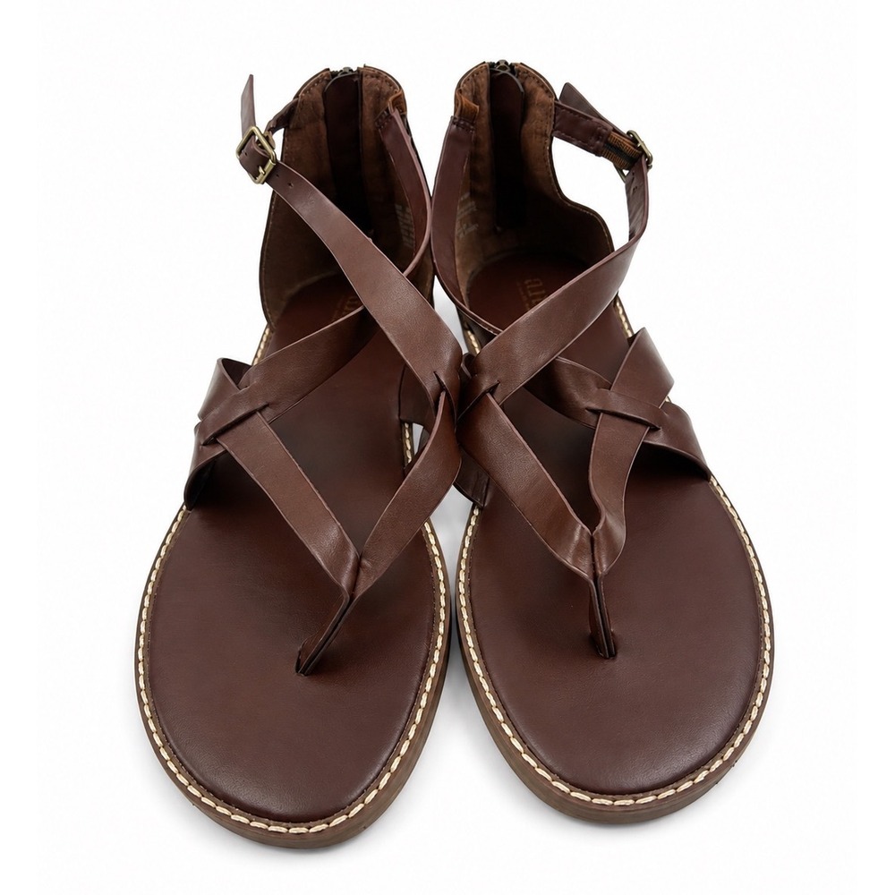 A.N.A Janis Brown Strappy Gladiator Sandals Flat Thong Sandals Women's Size 11